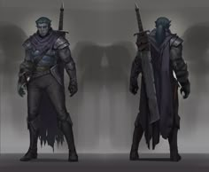 the concept art for an upcoming video game shows two men with swords, one in armor and