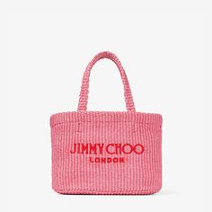 A must-pack vacation piece, the mini beach tote is crafted in raffia and features our signature logo embroidered at the front. It is a versatile piece that is complete with a detachable leather shoulder strap. Pink Beach Bag, Pink Obsession, Jimmy Choo Bags, Bags Pink, Womens Designer Bags, Mini Logos, Shoulder Strap Bag, Rose Bonbon, Handbag Heaven