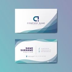 two business cards with the letter d on them, both in blue and white colors