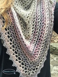 The Hope Whispers shawl is part of the Hope Collection (which has been inspired by all those going through chemo or a life threatening illness, as well as their caregivers).Hope Whispers has and easy 2 row repeat and then a beautiful border. Use self-striping yarn or leave it solid.This pattern is suitable for the advanced beginners. #crochet #crochetshawl #prayershawl #crochetpattern #shawlpattern #hopecollection #cancersucks Winter Shawl Outfit, Prayer Shawl Crochet Pattern, Comfort Shawl, Prayer Shawl Patterns, Crochet Prayer Shawls, Crochet Lace Shawl, Crochet Shawl Pattern Free, Prayer Shawl, Shawl Crochet