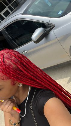 Red Braids, Red Box Braids, Protective Braids, Locs Styles, Dyed Hair Inspiration, Braids Hairstyles Pictures