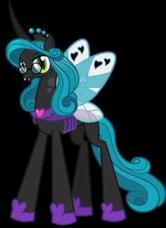 a cartoon pony with blue hair and wings