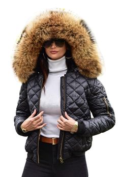 PRICES MAY VARY. Womens winter coat with fur hood,Zipper close, ZIP IS OFF CENTER(special design),two pockets on each side,slim fit down jacket for women. Fluffy fur hooded,prevent strong wind and snow in winter,thicken down lining,warm but with less clothing inside,soft and comfortable This causal down jacket can easy dress with jeans,boots, high heel for a stylish look,slim and fitted,great for parties,club,climbing,cycling,fishing and outdoor activity.Also can be a warm Skiing Coat,Anoraks an Slim Jacket, Slim And Fit, Quilted Parka, Hooded Winter Coat, Easy Dress, Jeans Boots, Puffer Jacket Women, Black Slacks, Womens Winter