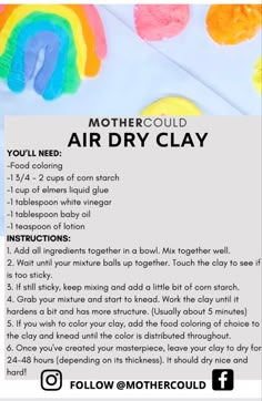 the instructions for how to make an air dry clay craft