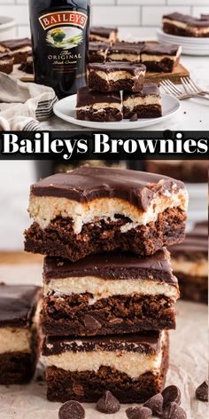 bailey's brownies stacked on top of each other