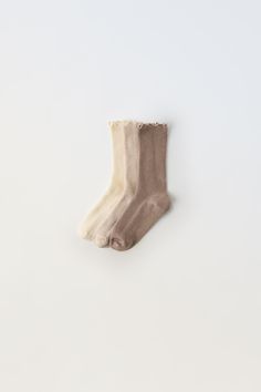 THREE-PACK OF RUFFLED SOCKS - Light beige | ZARA United States Ruffled Socks, Fall Session, Knit Leg Warmers, Kids Rain, Waistcoat Dress, Cardigan Sweater Dress, Cardigan Sweater Jacket, Long Socks, Leather Shirt