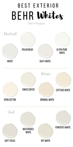 the best white paint colors for interior walls and floors, with text overlaying them