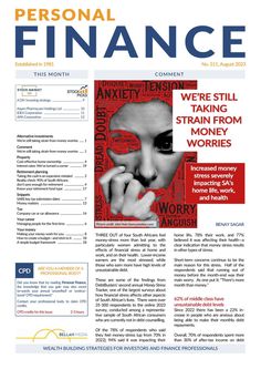 the front page of a personal finance magazine, with an image of a woman's face