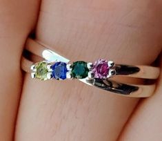 Mothers ring. Birthstone ring. Family jewelry. Personalized mother's ring. Mother's day gift. 6 stone. 5 stone. 4 stone. 2 stone. 3 stone. Unique Mothers Rings, Mothers Ring 3 Stone, Mother's Ring, Birthstone Ring Mothers, Grandmother Jewelry, Mothers Ring, Family Jewelry, Family Rings, Mother Rings