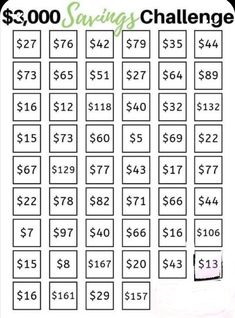 the $ 3, 000 savings challenge is shown in this printable sheet for kids