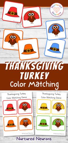 thanksgiving turkey color matching game for toddlers to learn colors and numbers with pictures on them