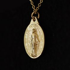 "Medallion Necklace, Virgin Mary Miraculous Medal Gold Necklace, 14K Solid Gold Necklace, Religious Necklace, Oval Pendant Layering Necklace ≫ Product Details ◈ Handmade / Handcrafted Fine Jewelry ◈ Pendant Dimensions: 13.00mm x 19.50mm ◈ Metal: 14K Solid Gold (18K also available - Additional fees may apply) ◈ Gold Color: Rose Gold, Yellow Gold, White Gold ◈ Chain Length: 14\" ~ 18\" ≫ Please read our FAQ below for more detail." 14k Gold Necklace With Miraculous Medal For Anniversary, 14k Gold Miraculous Medal Necklace For Anniversary, 14k Gold Necklace With Miraculous Medal, 14k Yellow Gold Necklace With Miraculous Medal, Elegant Miraculous Medal Pendant Necklace, 14k Yellow Gold Miraculous Medal Necklace, Yellow Gold Necklace With Miraculous Medal, Gold Miraculous Medal Pendant Necklace, Yellow Gold Necklace With Miraculous Medal Round Pendant