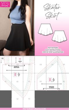 Skater Knit Skirt Sewing Pattern Skirt Sewing Pattern, Skirt Sewing, Sewing Instructions, Women Bottoms, Skirt Patterns Sewing, Sewing Skirts, Knit Skirt, Helpful Tips, Dream Wardrobe