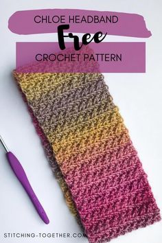 the crochet headband is made with two different colors and has a hook on it