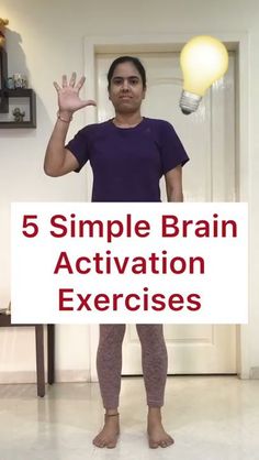 a woman holding up a sign that says 5 simple brain activity exercises