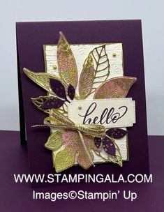 a close up of a card with leaves on it