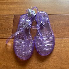 Purple Jelly Shoes / Size 1 Trendy Jelly Sandals With Rubber Sole And Round Toe, Cute Non-slip Jelly Sandals With Round Toe, Cute Non-slip Round Toe Jelly Sandals, Purple Round Toe Jelly Sandals For Spring, Spring Purple Jelly Sandals With Round Toe, Non-slip Sandals With Round Toe For Play, Non-slip Round Toe Sandals For Play, Cute Synthetic Jelly Sandals With Round Toe, Cute Round Toe Jelly Sandals