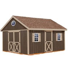 a brown and white shed with windows on the roof is standing in front of a white background