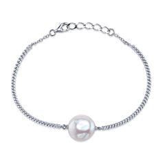 This bracelet consists of a 13-14mm AAA quality freshwater baroque pearl with a high luster. The brilliant beautiful color of this bracelet would also go great with one of our exquisite white freshwater necklaces. The pearl bracelet is affixed with a beautiful Sterling Silver or Yellow Gold plated base that is 6" and extendable to 7". Pearl Trend, Single Pearl Necklace, Pearl Engagement Ring, Golden South Sea Pearls, Pearl Bracelets, Mother Of Pearl Jewelry, Pearl Jewelry Wedding, Freshwater Pearl Bracelet, Pearl Choker Necklace