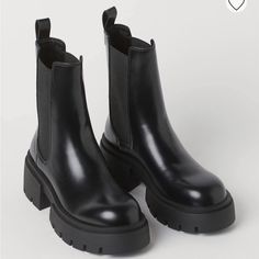 Platform Chelsea-Style Boots. New Deichmann Chelsea Boots, Chelsea Boots With A Heel, Black Suede Chunky Boots, Black Chunky Boots Women, Chunky Black Heels Boots, Chelsea Boots Heeled, Chunky Heel Chelsea Boots, Black Chelsea Boots Tall, Black Chelsea Boots Nordstrom