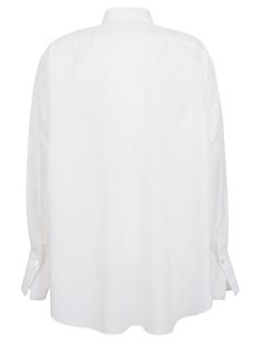 Linen fabric shirt Long sleeves and high cuffs Oversized fit Rounded on the sides Colour: white Composition: 100% linen Luxury White Cotton Shirt, White Harajuku Cotton Shirt, White Long Sleeve Wrinkle-resistant Shirt, Gianfranco Ferre White Shirt, White Stretch Technical T-shirt, Luxury Shop, Mens Shirt Dress, Yoga Wear, Bridal Shoes