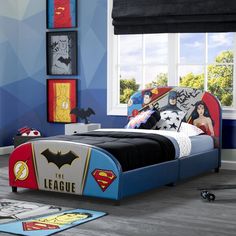 Justice League Bedroom, Twin Bed Headboard, Twin Platform Bed, Twin Loft Bed, Door Murals