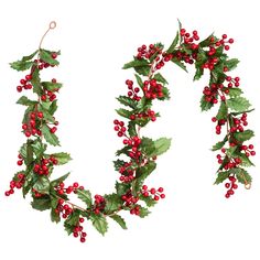 the letter o is made up of holly leaves and red berries