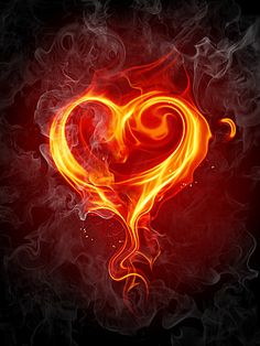 a heart made out of fire on a black background