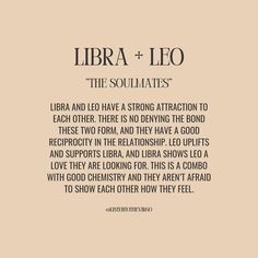 the quote for libra and leo on a beige background