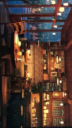 an overhead view of a restaurant with tables and chairs