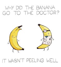 two bananas with faces drawn on them, one is wearing a doctor's coat and the other has a stethoscope