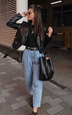 Inspired Outfits, Looks Style, Looks Vintage, Winter Fashion Outfits, Outfits Casuales, Black Jacket