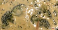 broccoli florets and cheese sauce in a pan