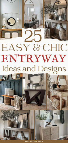 Says 25 easy and chic entryway ideas and designs with 8 images of entryways and foyers console tables home decor lighting Entryway Decor Open Concept, Stylish Entryway Ideas, Beautiful Entryways Foyers, Foyer Decorating Modern, Chic Entryway Ideas, Farmhouse Foyer Ideas, Functional Entryway Ideas, Long Entryway Ideas