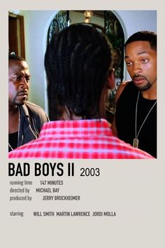 the poster for bad boys ii shows two men looking at each other in front of a mirror