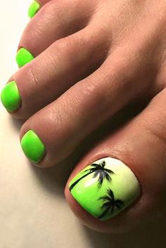 Beach Toe Nails, Toenail Art Designs, Tropical Nail Art, Pedicure Designs Toenails, Toe Nail Color, Pretty Toe Nails, Tropical Nails