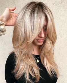 Long Layered Caramel Blonde Hair 2023 Women's Haircuts, Medium Length Hair With Layers For Straight Fine Hair, Layered Haircuts For Medium Hair Side Part, Popular Haircuts For 2022 Women, C Cut Hairstyle, Hair Over 40 Look Younger, Layers For Fine Hair, Very Layered Hair Medium, Long Layered Haircuts With Bangs