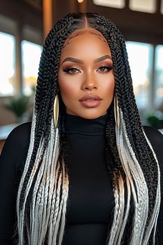 10 Stunning Hairstyles to Pair with Large Thigh Length Knotless Braids - Wahyu Guritno's Blog Thigh Length Knotless Braids, Braids With Shaved Sides, Weave Hairstyles Braided, Protective Hair, Stunning Hairstyles