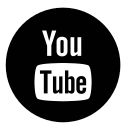 the youtube logo is shown on a black circle with white lettering that reads, you tube