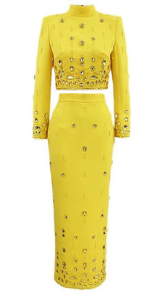 Long Sleeve Crystal Midi Two Piece Dress Yellow -

Color: Yellow
Mock neck
Long sleeves
Embellished with rhinestones
Length: Midi

Style: summer dress, summer outfit, party dress, evening gowns, girly summer outfits, chic dress to impress, dress to impress, summer date outfit, 4th of july outfits, july 4th outfits, summer night outfit, summer business casual outfits, yellow dresses, two piece dresses, midi dresses, long sleeve dresses High Waist Maxi Skirt, Two Piece Dresses, Maxi Skirt Set, White Bridal Dresses, Dresses Date Night, High Neck Crop Top, High Waisted Maxi Skirt, Daytime Dresses, Dress Yellow