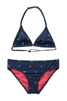 Roxy Girl's By The Sea 2 Pc Bikini Swimsuit  Size:  -7-  (Girls/Child's) Not adult sizing! Color:    Navy Blue w/anchors Condition:  New with Roxy tags Fabric:  Nylon, spandex Retail Price:  $40.00     UP for auction today is a NWT girl's sizing Roxy two piece bikini swimsuit.  Super cute bikini top slips on over the head with adjustable straps Top is lined but not padded.   Bottoms are fully lined. Hygienic liner intact.     Please ask questions before bidding.  All items come from a clean, smo Roxy Girls, Blue Anchor, Swimsuit Set, Cute Bikinis, Strap Tops, By The Sea, Roxy, String Bikinis, The Sea