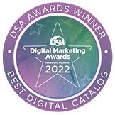 the award badge for best digital catalog