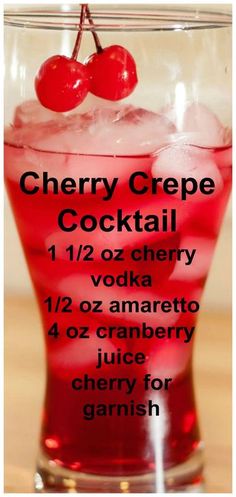 the cherry crepe cocktail is ready to be served