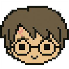 the face of a person with brown hair and glasses on it's head, in an 8 bit pixel art style