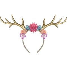 an antler headband with flowers and leaves on the top, gold plated