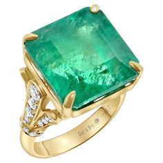 Square Emerald Diamond Cocktail Statement Unique Luxury Vintage Style Yellow Gold Ring 18 Karat Yellow Gold Genuine Emerald & Natural Diamonds 19.91 CT Emerald Square Shape Gemstone 1.15 CTW Diamonds Current Regular Size 7 – Resizable upon request Designed & Handmade in Washington, D.C. USA Stunning Aesthetic, Vintage Style Rings, Shiny Things, Emerald Jewelry, Pretty Rings, Emerald Gemstone, Yellow Gold Ring, Emerald Diamond, Vintage Yellow