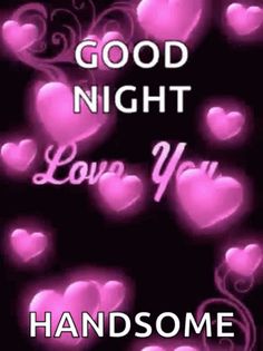 some pink hearts with the words good night love you