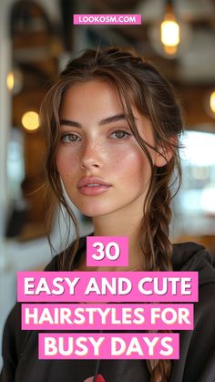 30 Easy and Cute Hairstyles for Busy Days Ahead Quick Casual Hairstyles, Simple Long Hair Styles Easy Hairstyles, Long Hairstyles Updo Easy Casual, Long Hair Updo Casual, Simple Hairstyles For Moms, Fun Casual Hairstyles, Out Of Your Face Hairstyles Simple, Busy Day Hairstyles, Braids Hairstyles Easy Simple