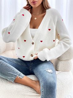 Plus Size Pullover, Áo Len Cardigan, Cardigan Casual, Long Sleeve Knitted Cardigan, Plus Size Cardigans, Button Front Cardigan, Button Cardigan, V Neck Cardigan, White Cardigan