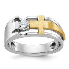 ad eBay - Find many great new & used options and get the best deals for 10k Two-tone Gold Polished Satin and Cut-Out 1/3Ct Diamond Cross Ring Size 10 at the best online prices at eBay! Free shipping for many products! Diamond Couple Rings With Tension Setting For Anniversary, Diamond Couple Rings With Tension Setting For Promise, Anniversary Diamond Couple Rings With Tension Setting, Anniversary Couple Rings With Tension Setting, 14k Gold White Ring With Tension Setting, White Gold Birthstone Ring With Tension Setting For Promise, White 14k Gold Ring With Tension Setting, Anniversary White Gold Birthstone Ring With Tension Setting, White Jewelry With Tension Setting For Promise